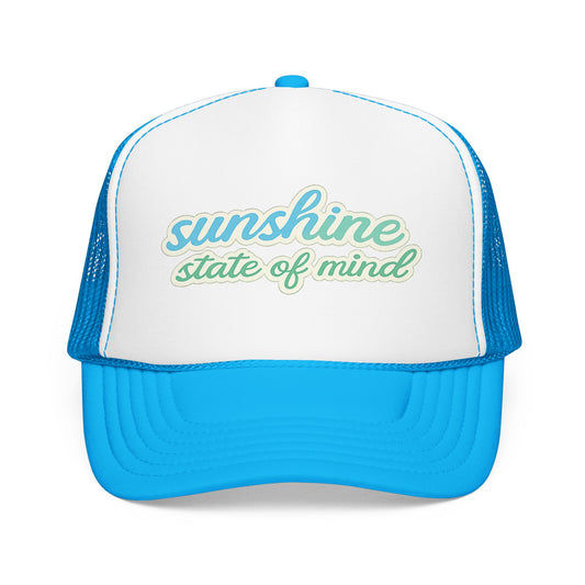 Sunshine State of Mind Trucker Hat | Retro Summer Vibes Hat | Cute Beachy Aesthetic Cap | Trendy Boutique Mesh Snapback