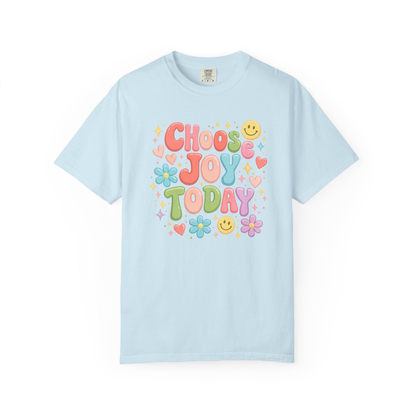 Choose Joy Today Retro Graphic Tee – Colorful Smiley Face Shirt, Cute Positive Vibes T-Shirt, Trendy Comfort Colors Style