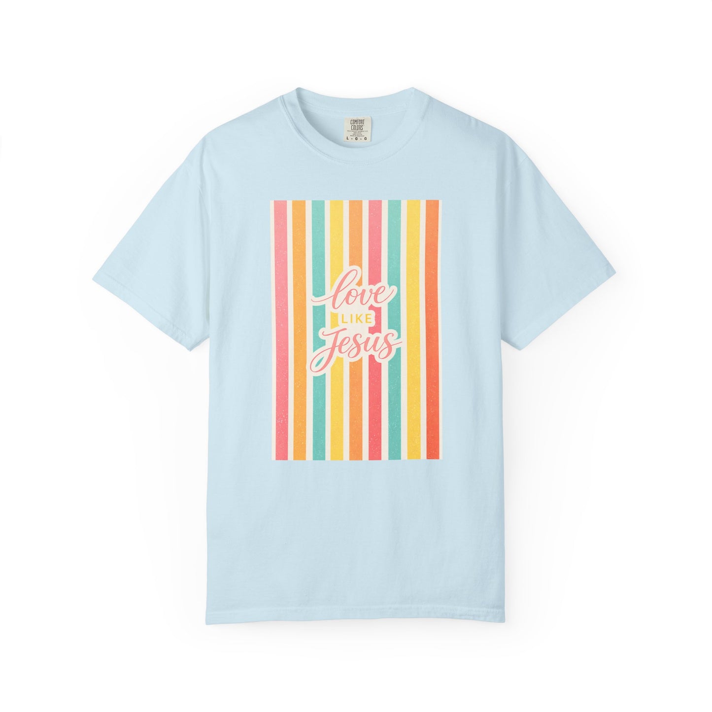 Love Like Jesus Retro Stripe T-Shirt | Christian Graphic Tee | Faith-Based Inspirational Shirt | Comfort Colors Style