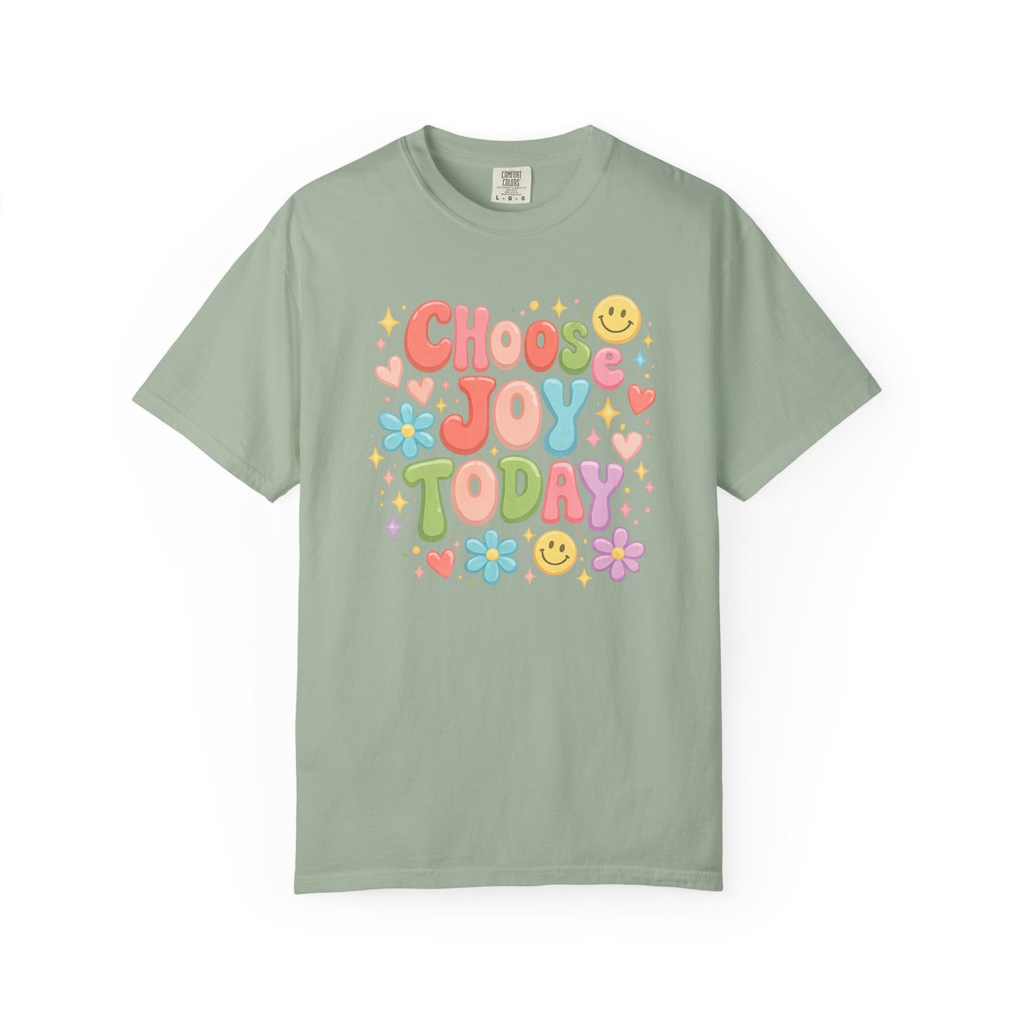 Choose Joy Today Retro Graphic Tee – Colorful Smiley Face Shirt, Cute Positive Vibes T-Shirt, Trendy Comfort Colors Style