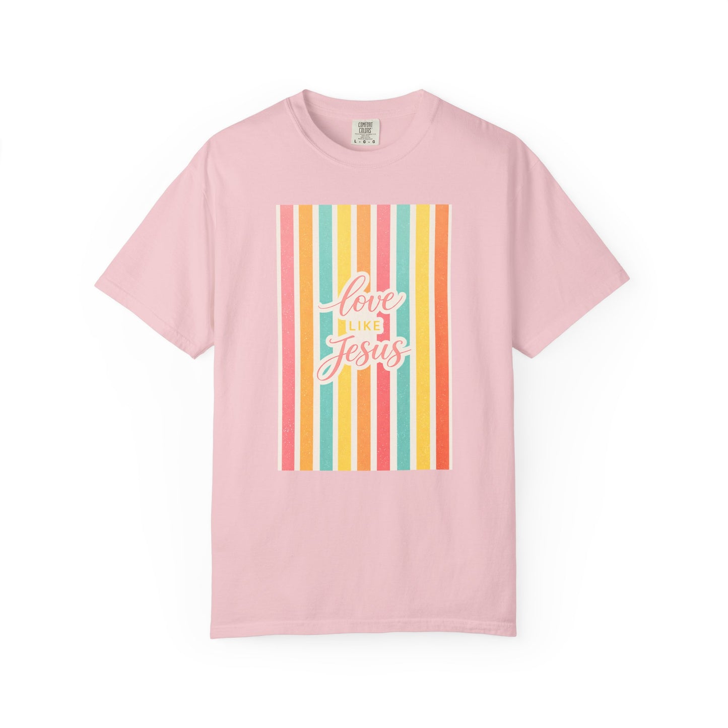Love Like Jesus Retro Stripe T-Shirt | Christian Graphic Tee | Faith-Based Inspirational Shirt | Comfort Colors Style