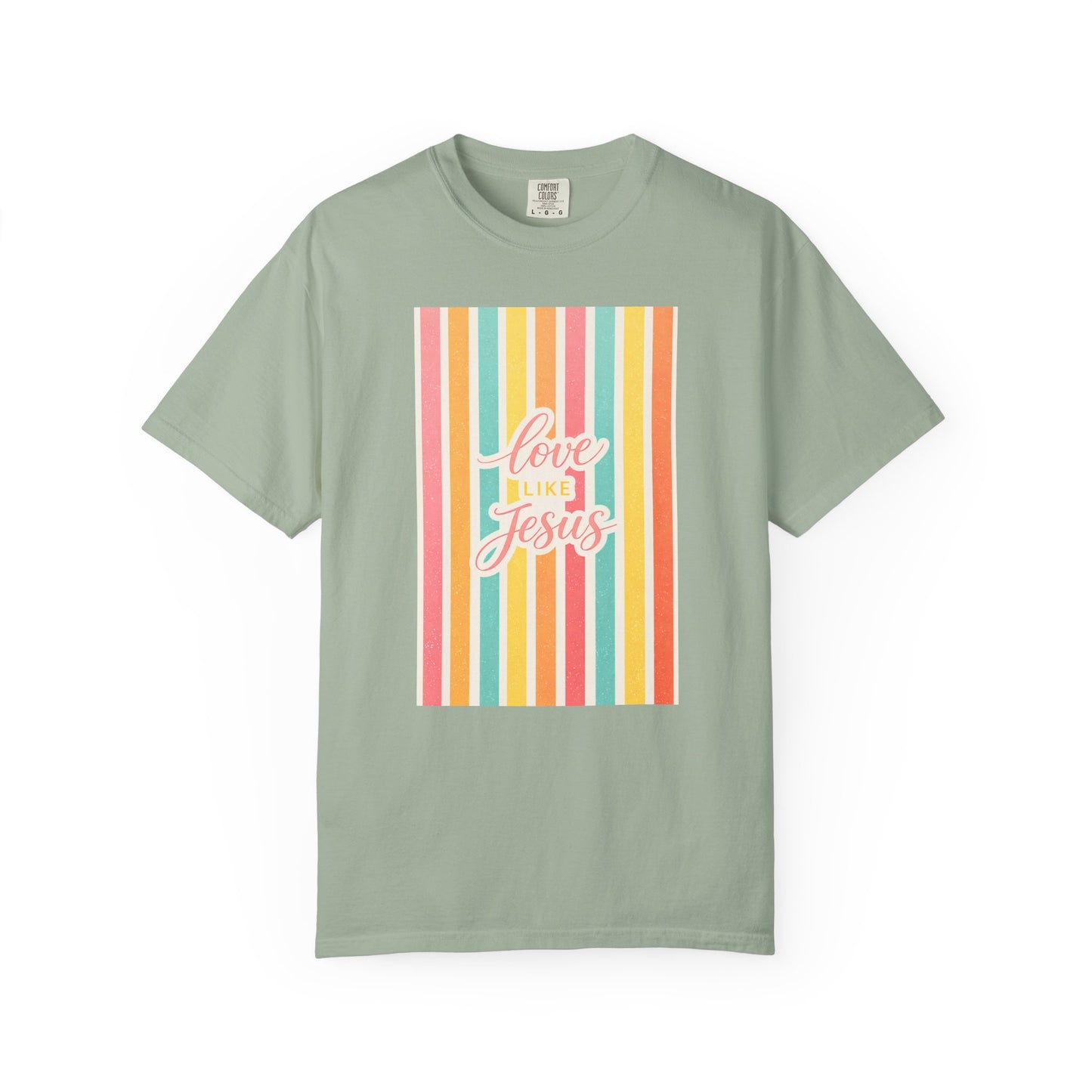 Love Like Jesus Retro Stripe T-Shirt | Christian Graphic Tee | Faith-Based Inspirational Shirt | Comfort Colors Style