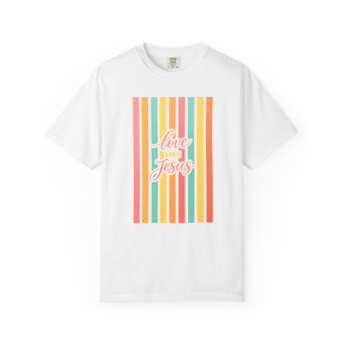 Love Like Jesus Retro Stripe T-Shirt | Christian Graphic Tee | Faith-Based Inspirational Shirt | Comfort Colors Style