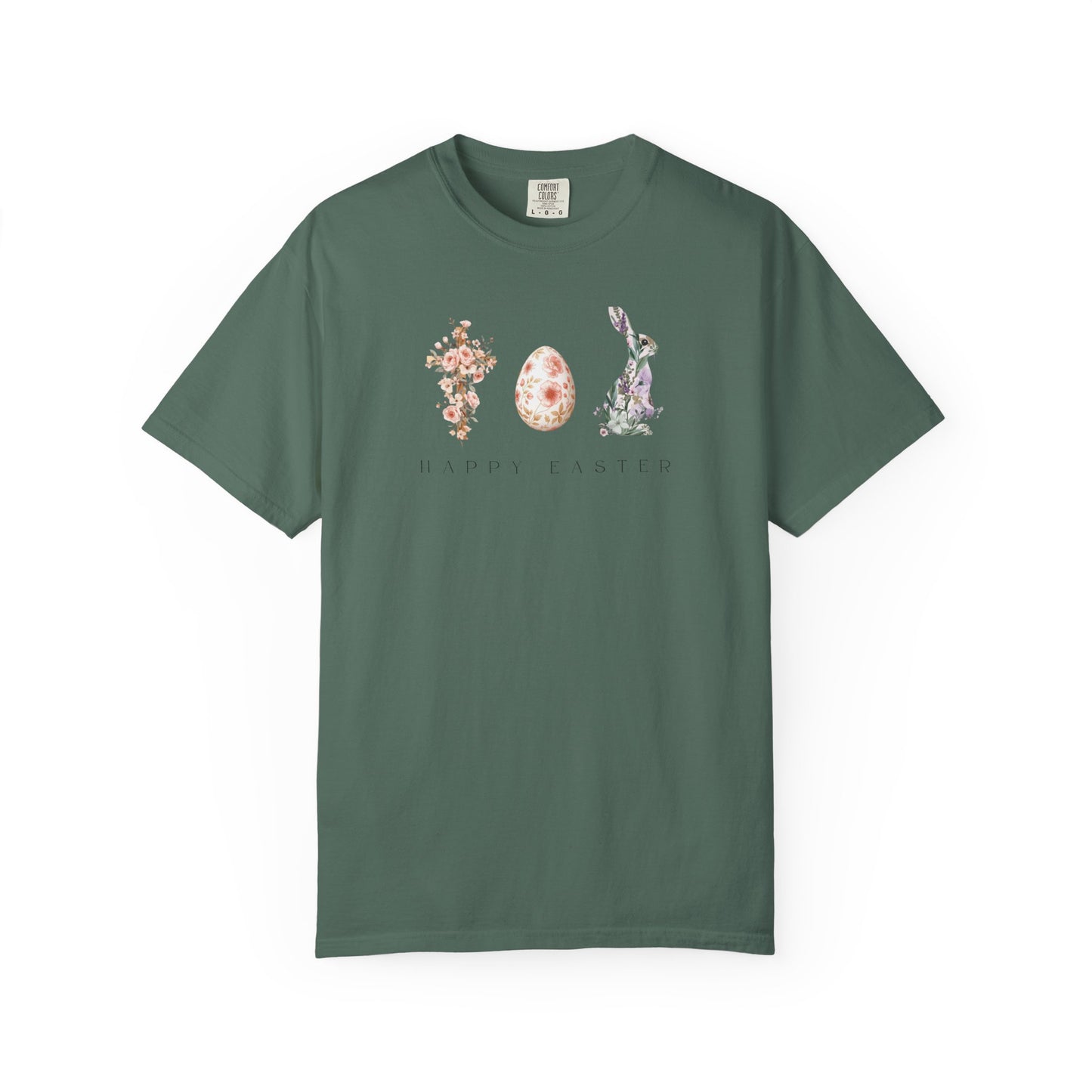 Floral Easter Bunny & Egg Shirt | Happy Easter Spring T-Shirt | Cute Pastel Easter Graphic Tee | Women's Spring Holiday Shirt
