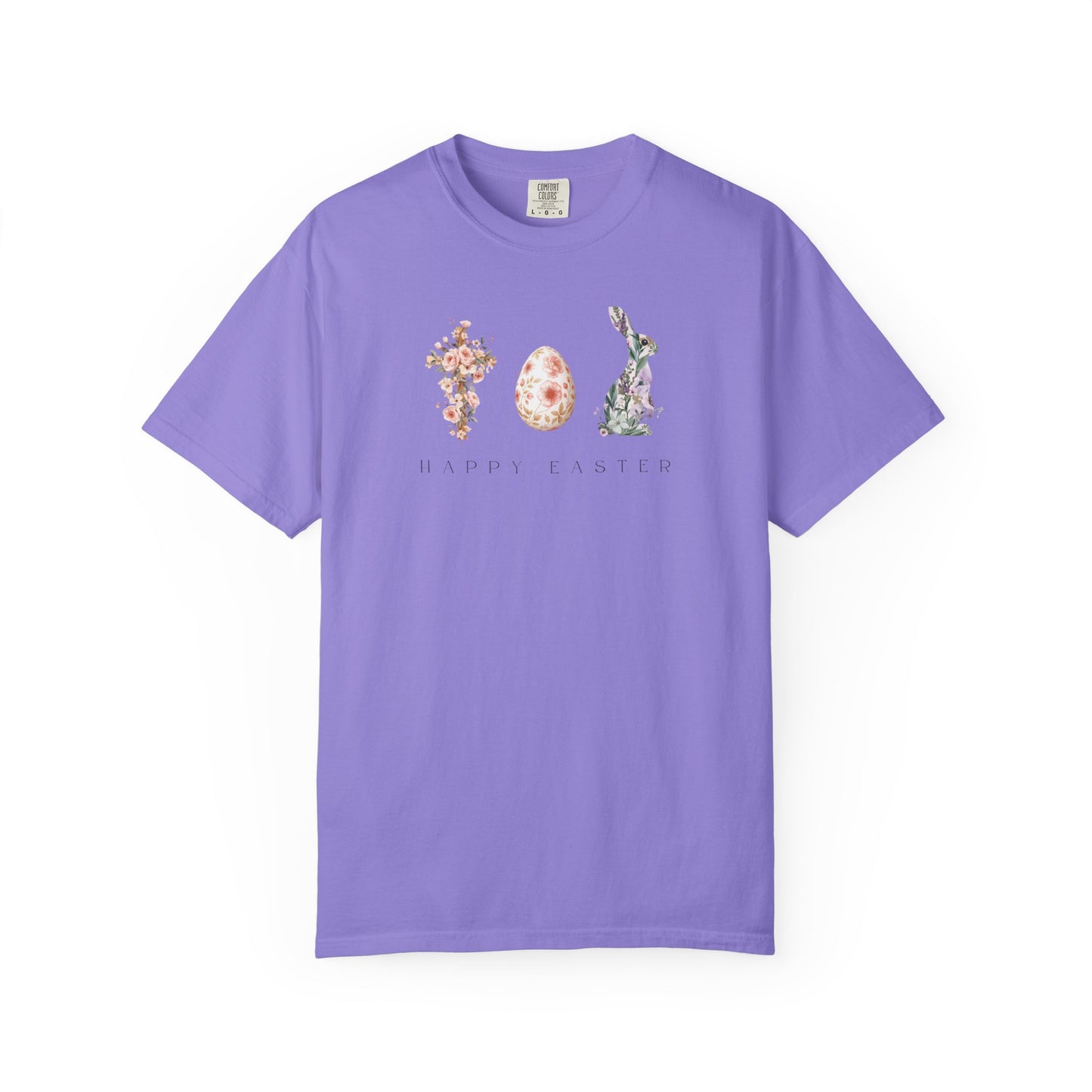 Floral Easter Bunny & Egg Shirt | Happy Easter Spring T-Shirt | Cute Pastel Easter Graphic Tee | Women's Spring Holiday Shirt