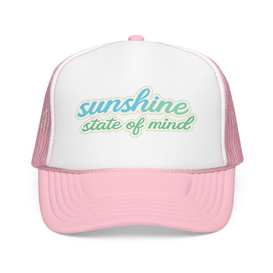 Sunshine State of Mind Trucker Hat | Retro Summer Vibes Hat | Cute Beachy Aesthetic Cap | Trendy Boutique Mesh Snapback