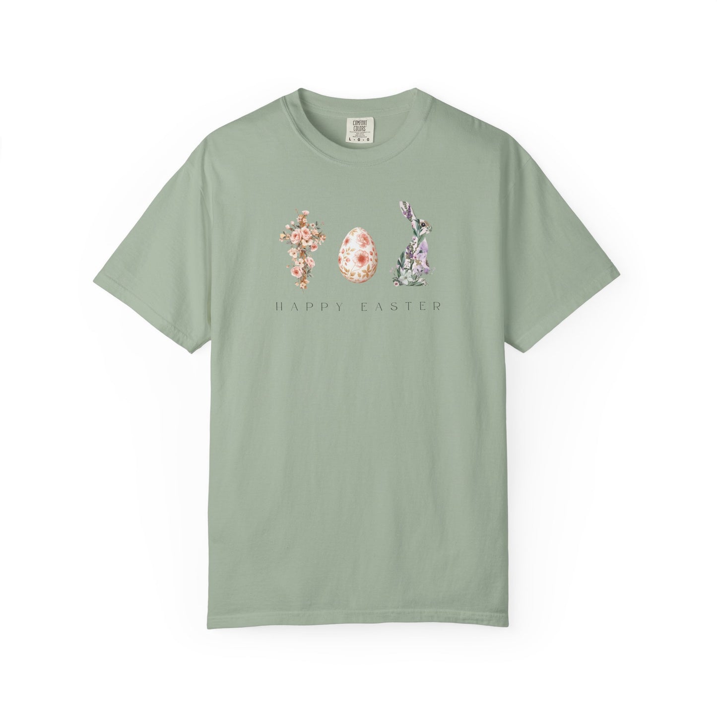 Floral Easter Bunny & Egg Shirt | Happy Easter Spring T-Shirt | Cute Pastel Easter Graphic Tee | Women's Spring Holiday Shirt