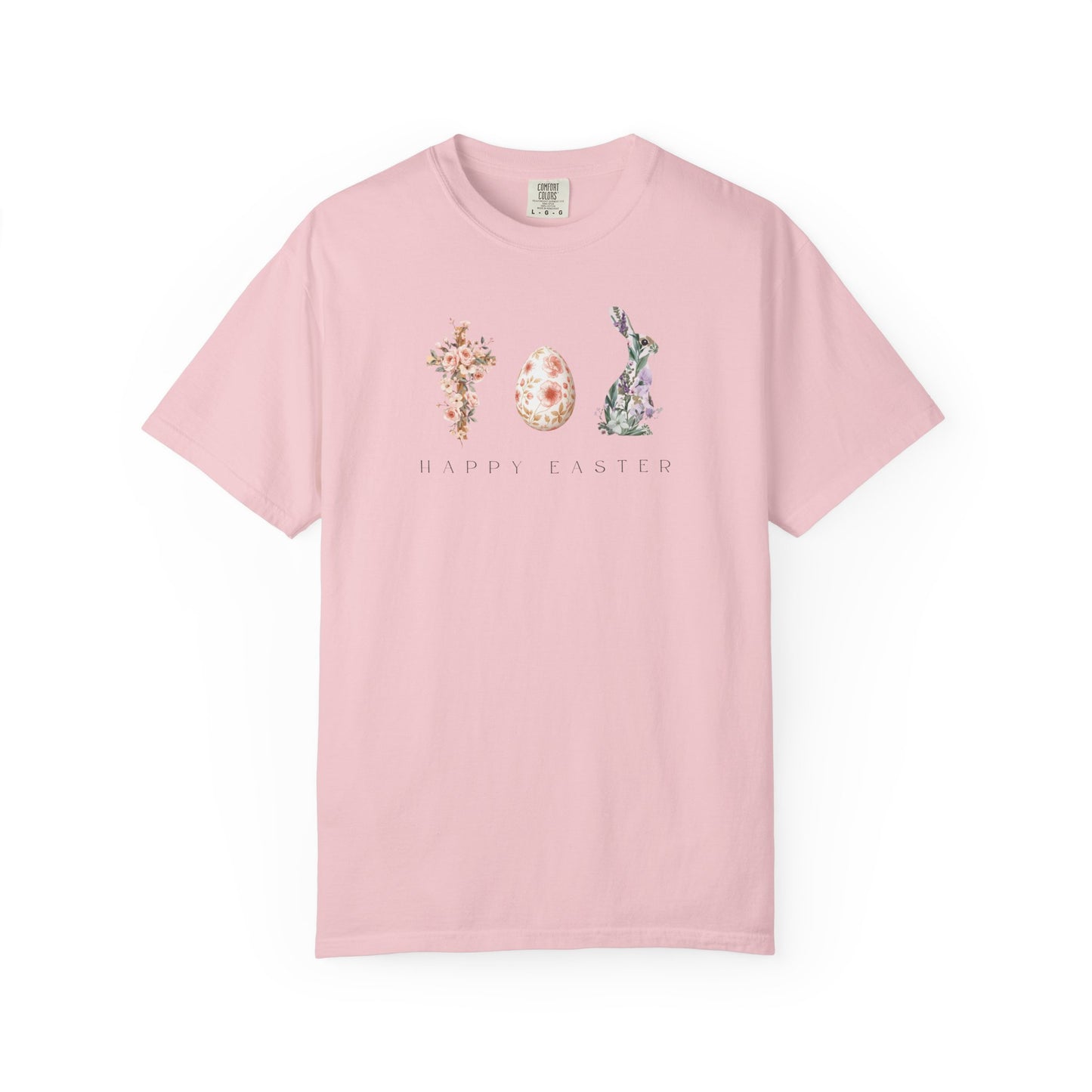 Floral Easter Bunny & Egg Shirt | Happy Easter Spring T-Shirt | Cute Pastel Easter Graphic Tee | Women's Spring Holiday Shirt
