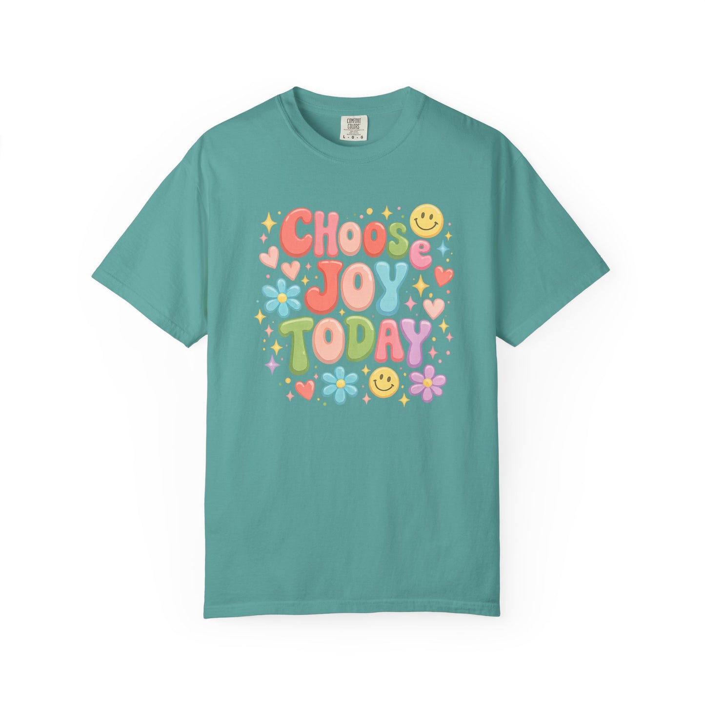 Choose Joy Today Retro Graphic Tee – Colorful Smiley Face Shirt, Cute Positive Vibes T-Shirt, Trendy Comfort Colors Style