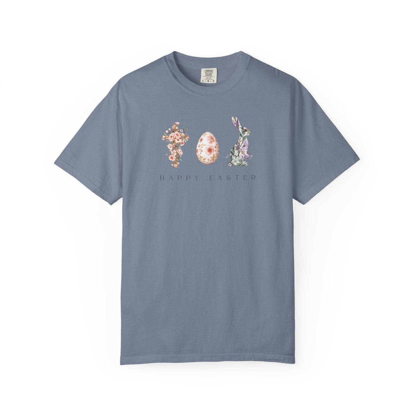 Floral Easter Bunny & Egg Shirt | Happy Easter Spring T-Shirt | Cute Pastel Easter Graphic Tee | Women's Spring Holiday Shirt
