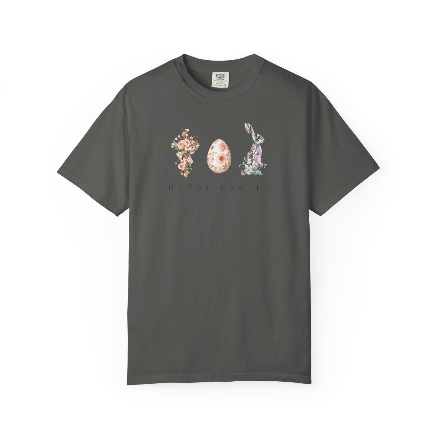 Floral Easter Bunny & Egg Shirt | Happy Easter Spring T-Shirt | Cute Pastel Easter Graphic Tee | Women's Spring Holiday Shirt
