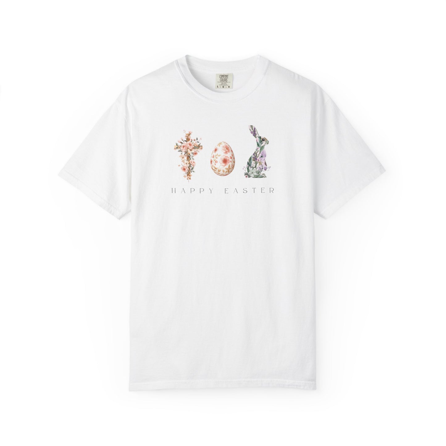 Floral Easter Bunny & Egg Shirt | Happy Easter Spring T-Shirt | Cute Pastel Easter Graphic Tee | Women's Spring Holiday Shirt