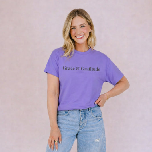 Grace & Gratitude Comfort Colors® T-Shirt | Faith Based Tee | Christian Aesthetic Shirt | Minimalist Inspirational Shirt | Church Outfit | Gift for Her