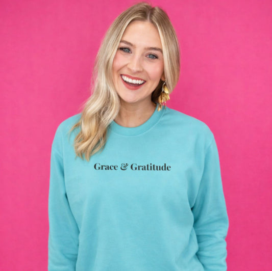 Grace & Gratitude Comfort Colors Sweatshirt | Christian Sweatshirt | Faith Based Crewneck | Inspirational Christian Apparel | Gratitude Aesthetic Sweatshirt