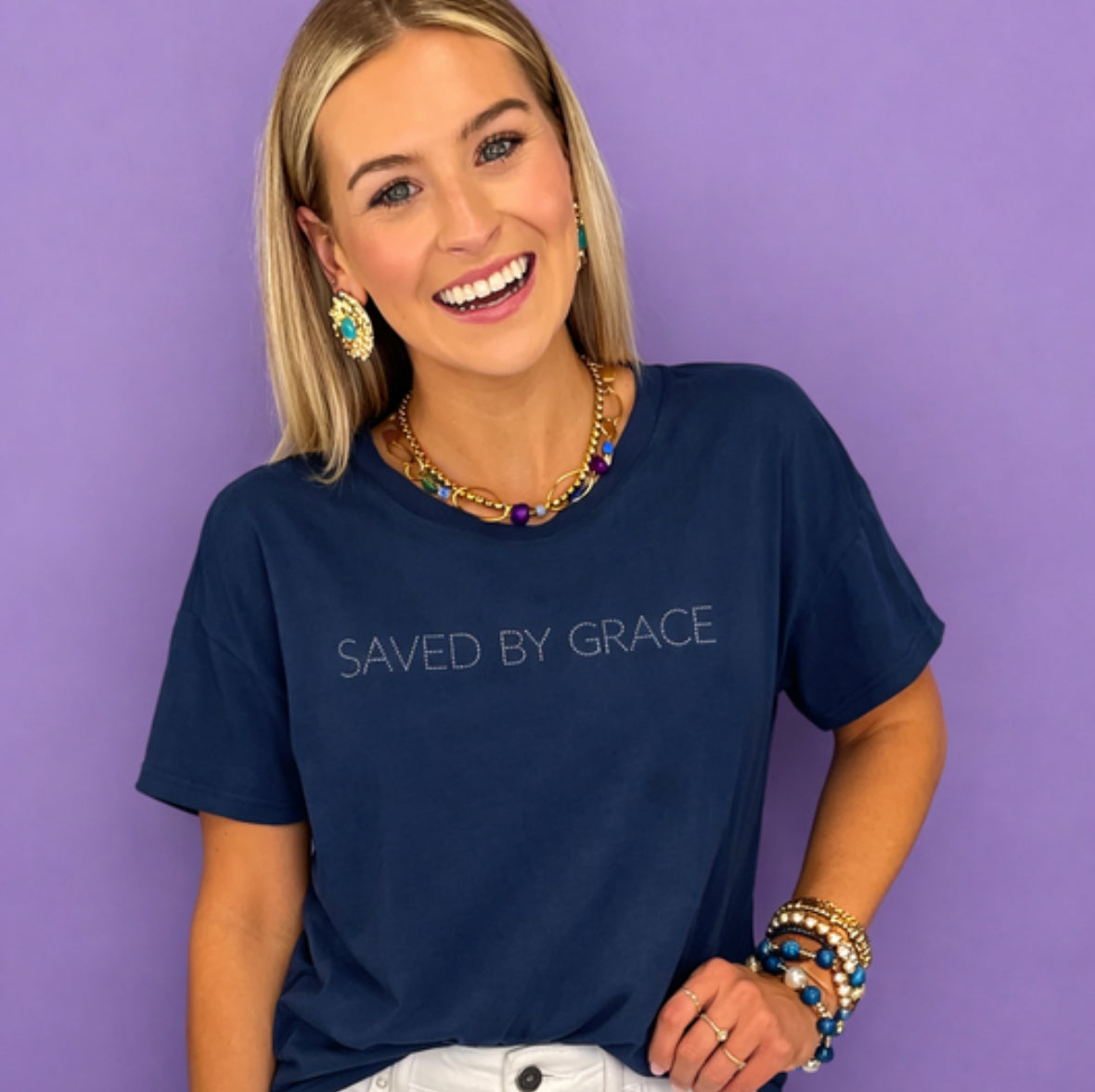 Saved By Grace Christian T-Shirt | Faith Based Shirt | Religious Graphic Tee | Christian Apparel | Bible Believer Shirt | Inspirational Faith Tee