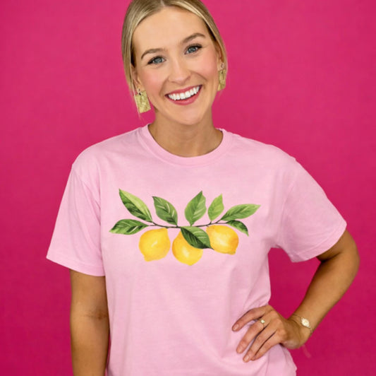 Lemon Graphic Tee | Cute Summer Shirt | Pink Aesthetic T-Shirt | Citrus Fruit Tee | Fresh & Feminine Outfit | Gift for Her