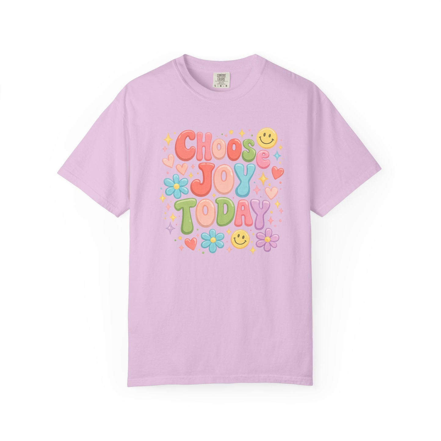 Choose Joy Today Retro Graphic Tee – Colorful Smiley Face Shirt, Cute Positive Vibes T-Shirt, Trendy Comfort Colors Style