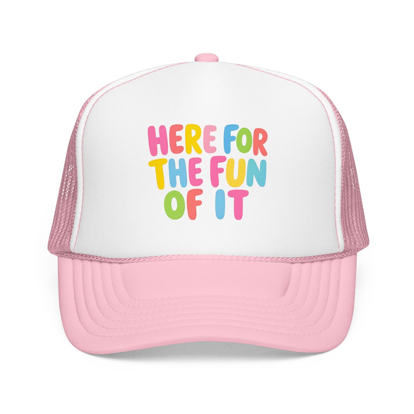 Here for the Fun of It Trucker Hat | Colorful Summer Hat | Cute Boutique Graphic Cap | Beach Day Hat | Girly Trendy Hat
