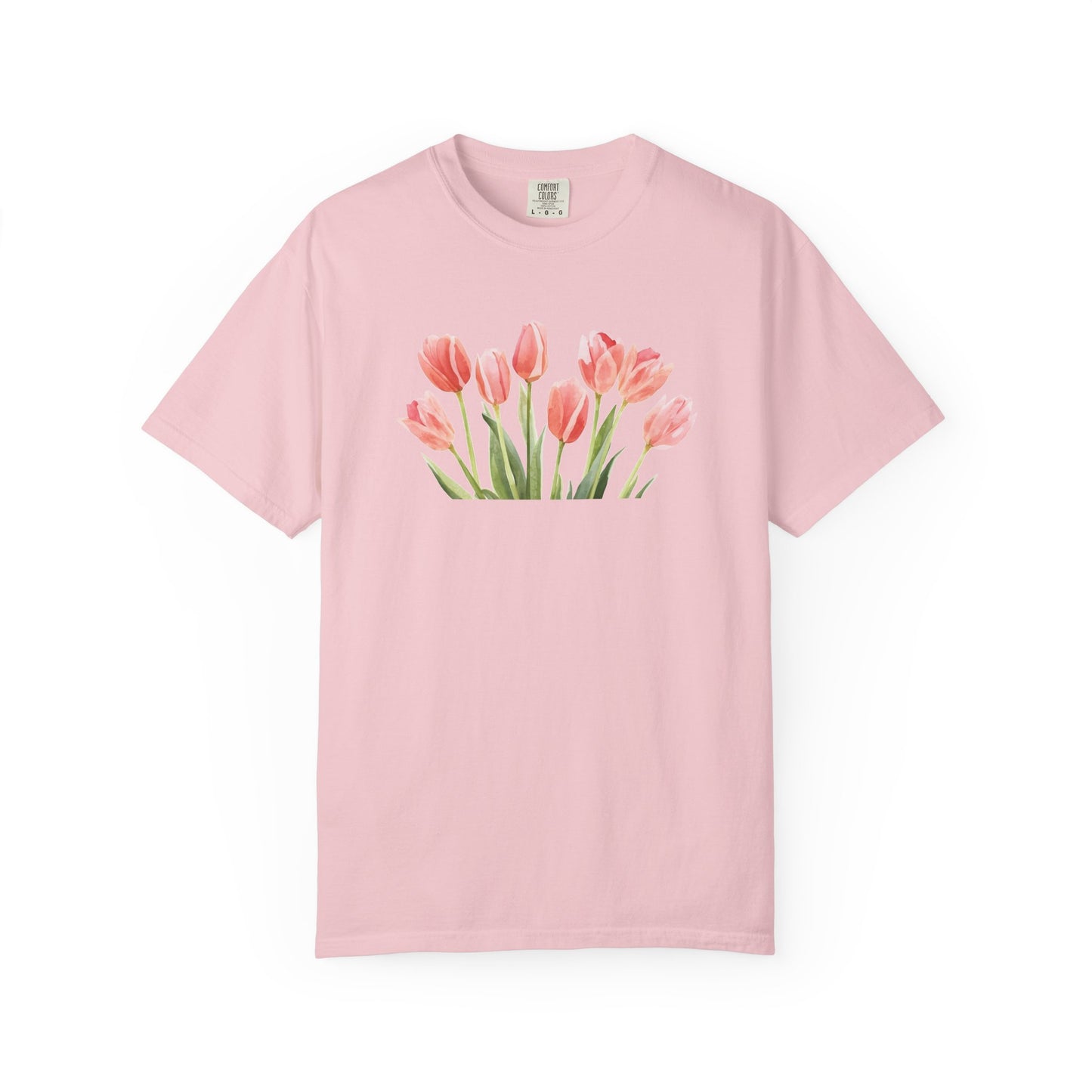 Watercolor Tulip Graphic Tee | Spring Floral Shirt | Cute Feminine Navy T-Shirt | Aesthetic Flower Top