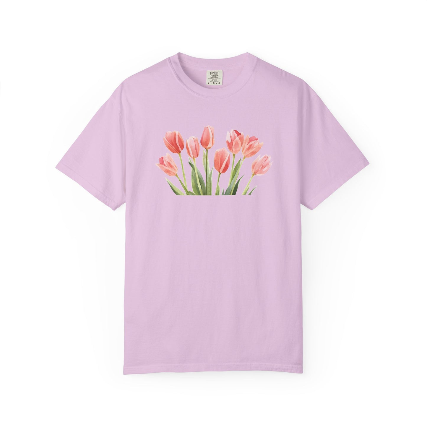 Watercolor Tulip Graphic Tee | Spring Floral Shirt | Cute Feminine Navy T-Shirt | Aesthetic Flower Top