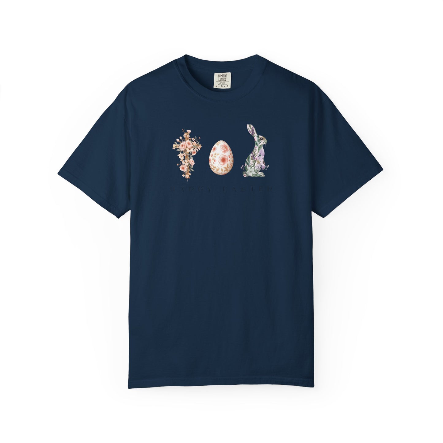 Floral Easter Bunny & Egg Shirt | Happy Easter Spring T-Shirt | Cute Pastel Easter Graphic Tee | Women's Spring Holiday Shirt