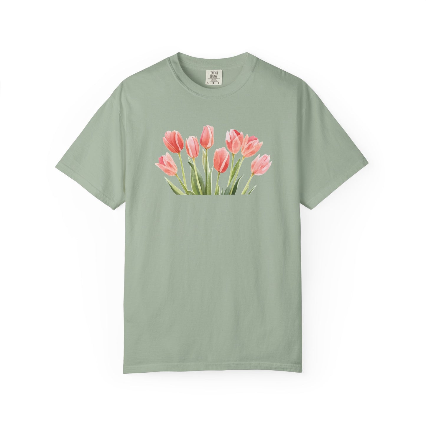 Watercolor Tulip Graphic Tee | Spring Floral Shirt | Cute Feminine Navy T-Shirt | Aesthetic Flower Top