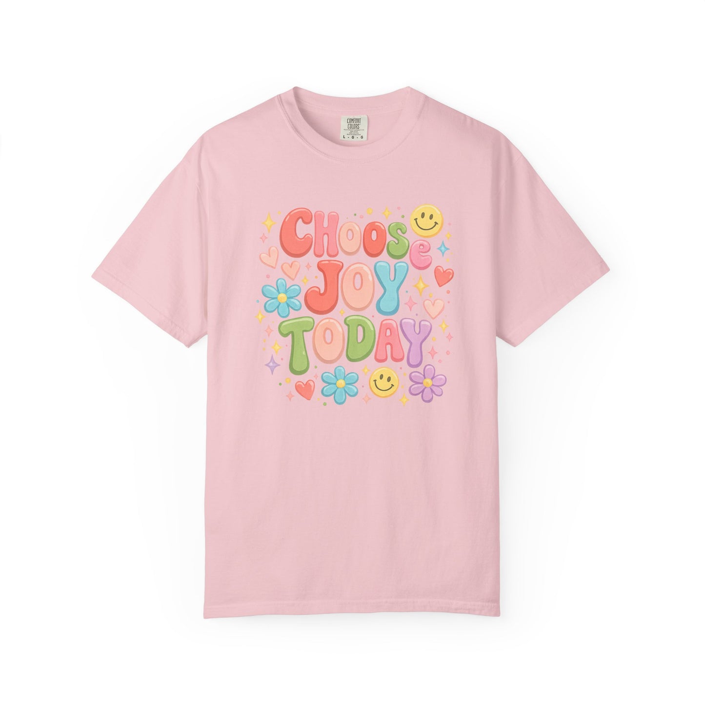 Choose Joy Today Retro Graphic Tee – Colorful Smiley Face Shirt, Cute Positive Vibes T-Shirt, Trendy Comfort Colors Style