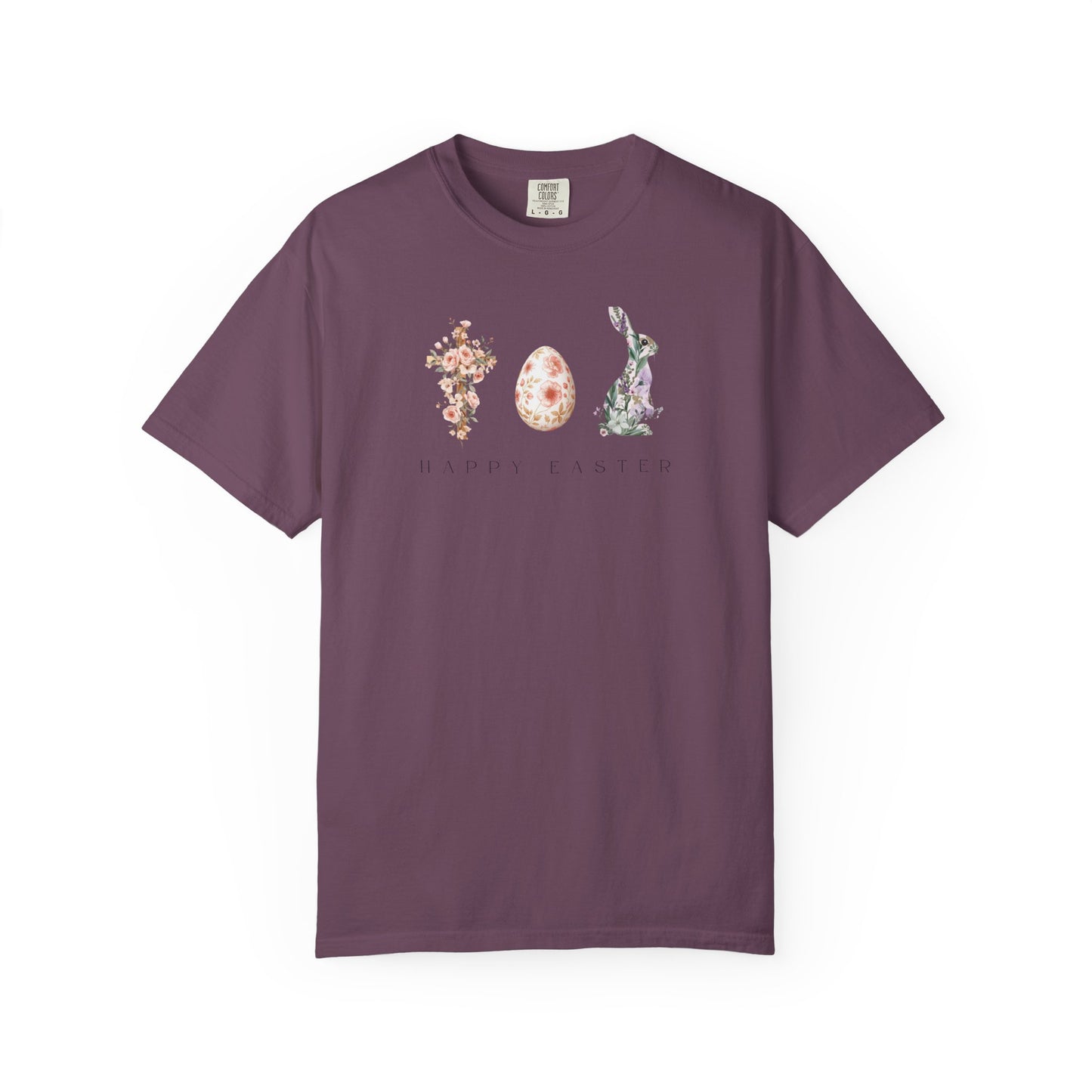 Floral Easter Bunny & Egg Shirt | Happy Easter Spring T-Shirt | Cute Pastel Easter Graphic Tee | Women's Spring Holiday Shirt
