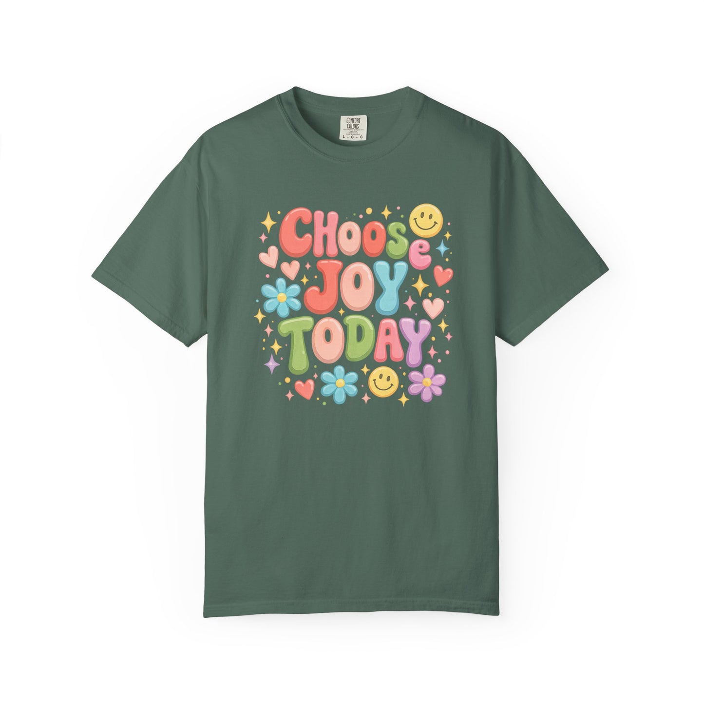 Choose Joy Today Retro Graphic Tee – Colorful Smiley Face Shirt, Cute Positive Vibes T-Shirt, Trendy Comfort Colors Style