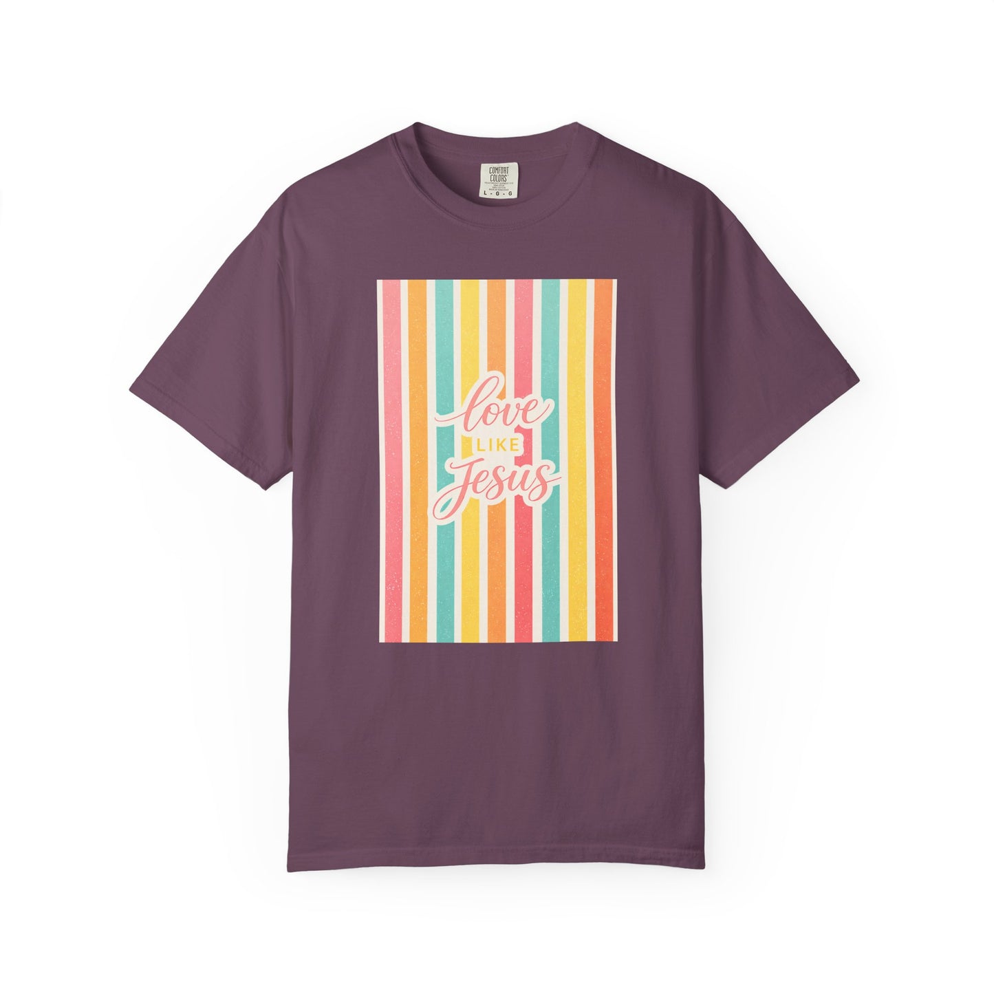 Love Like Jesus Retro Stripe T-Shirt | Christian Graphic Tee | Faith-Based Inspirational Shirt | Comfort Colors Style