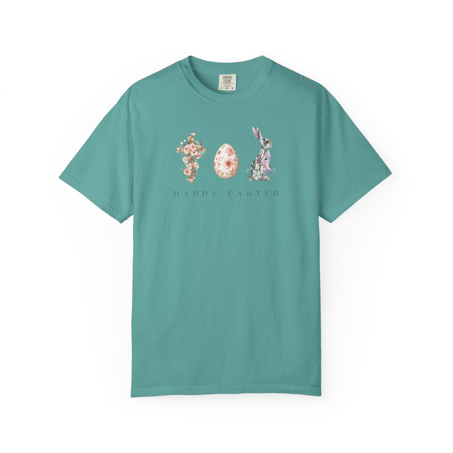 Floral Easter Bunny & Egg Shirt | Happy Easter Spring T-Shirt | Cute Pastel Easter Graphic Tee | Women's Spring Holiday Shirt