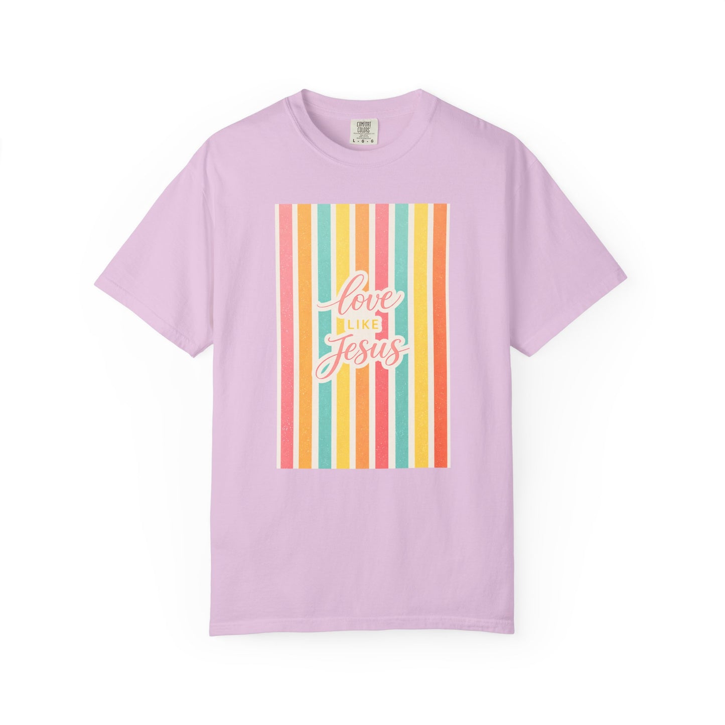 Love Like Jesus Retro Stripe T-Shirt | Christian Graphic Tee | Faith-Based Inspirational Shirt | Comfort Colors Style