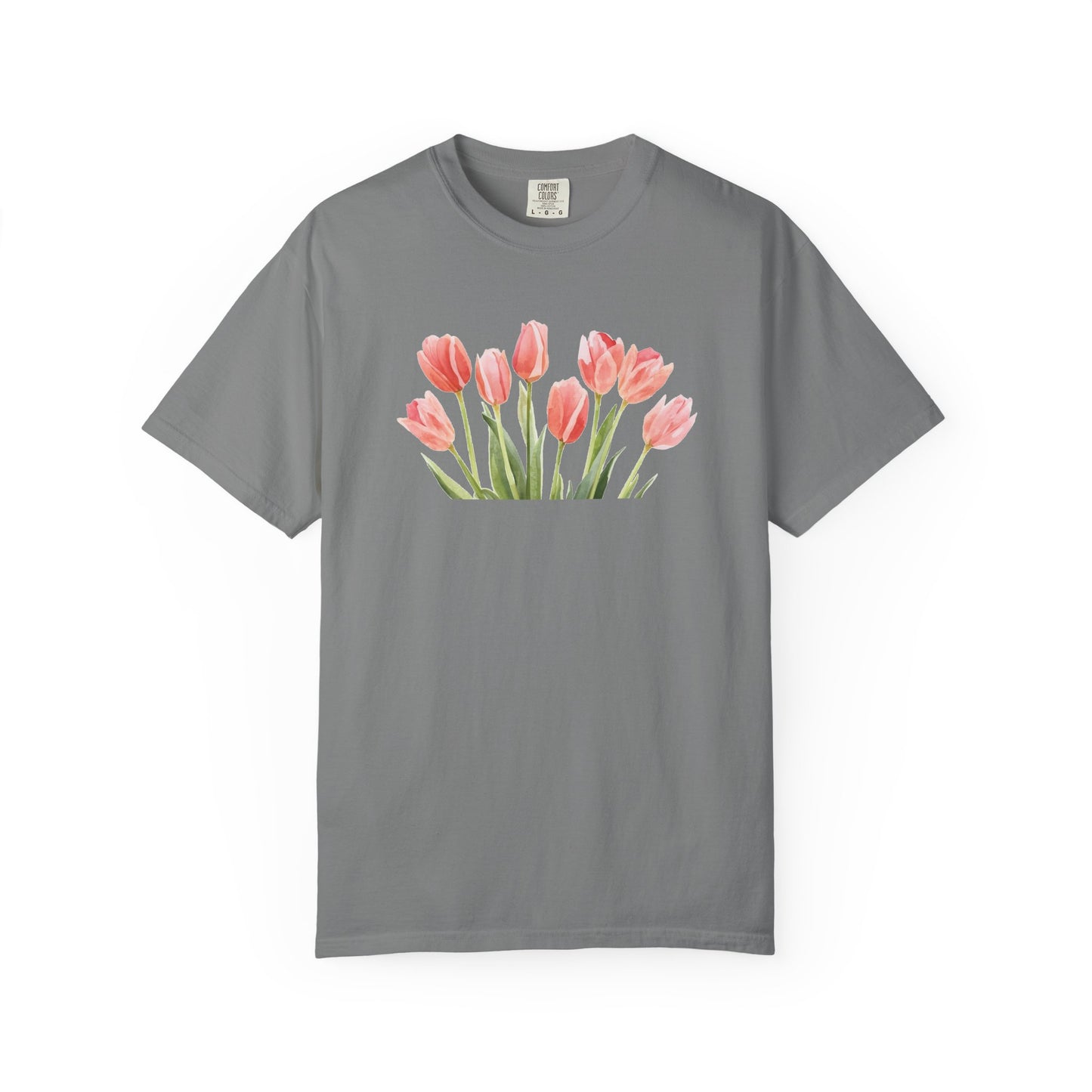 Watercolor Tulip Graphic Tee | Spring Floral Shirt | Cute Feminine Navy T-Shirt | Aesthetic Flower Top