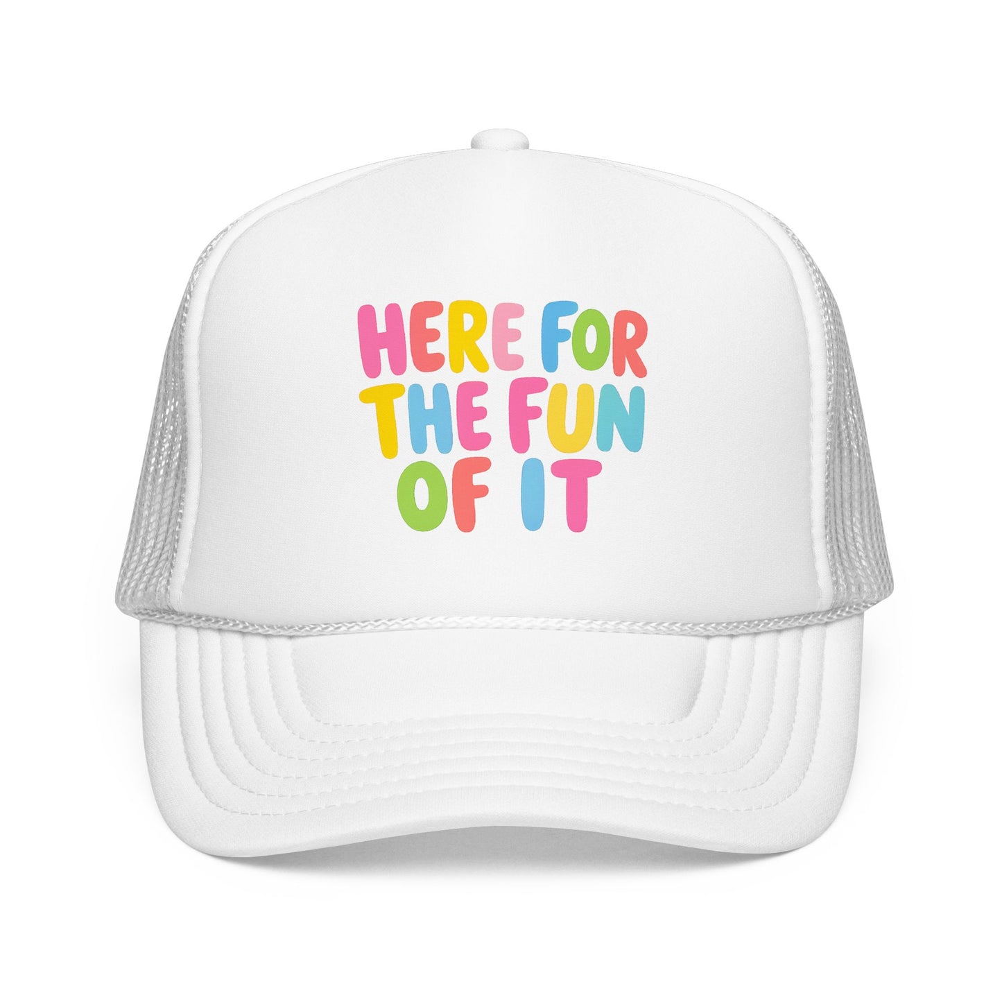 Here for the Fun of It Trucker Hat | Colorful Summer Hat | Cute Boutique Graphic Cap | Beach Day Hat | Girly Trendy Hat