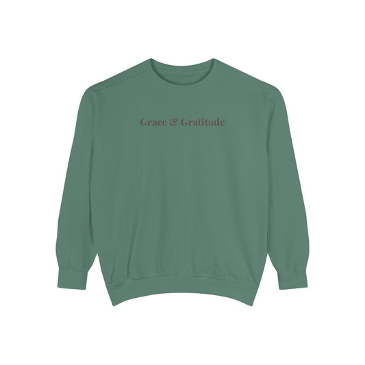 Grace & Gratitude Comfort Colors Sweatshirt | Christian Sweatshirt | Faith Based Crewneck | Inspirational Christian Apparel | Gratitude Aesthetic Sweatshirt