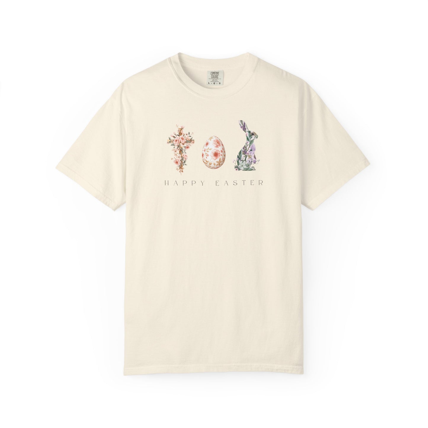 Floral Easter Bunny & Egg Shirt | Happy Easter Spring T-Shirt | Cute Pastel Easter Graphic Tee | Women's Spring Holiday Shirt