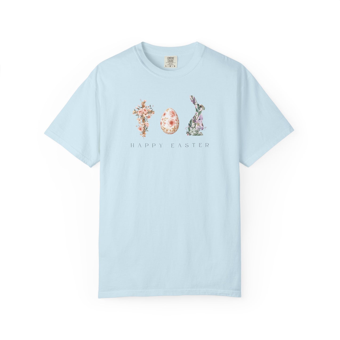 Floral Easter Bunny & Egg Shirt | Happy Easter Spring T-Shirt | Cute Pastel Easter Graphic Tee | Women's Spring Holiday Shirt